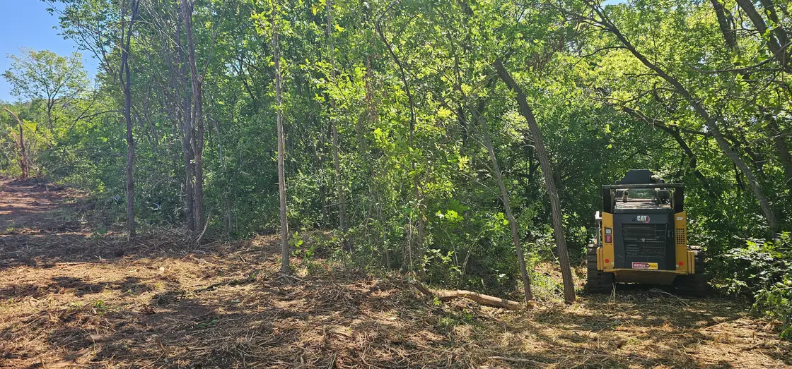 Forestry mulching clearing brush and timber in the Oklahoma City, OK area